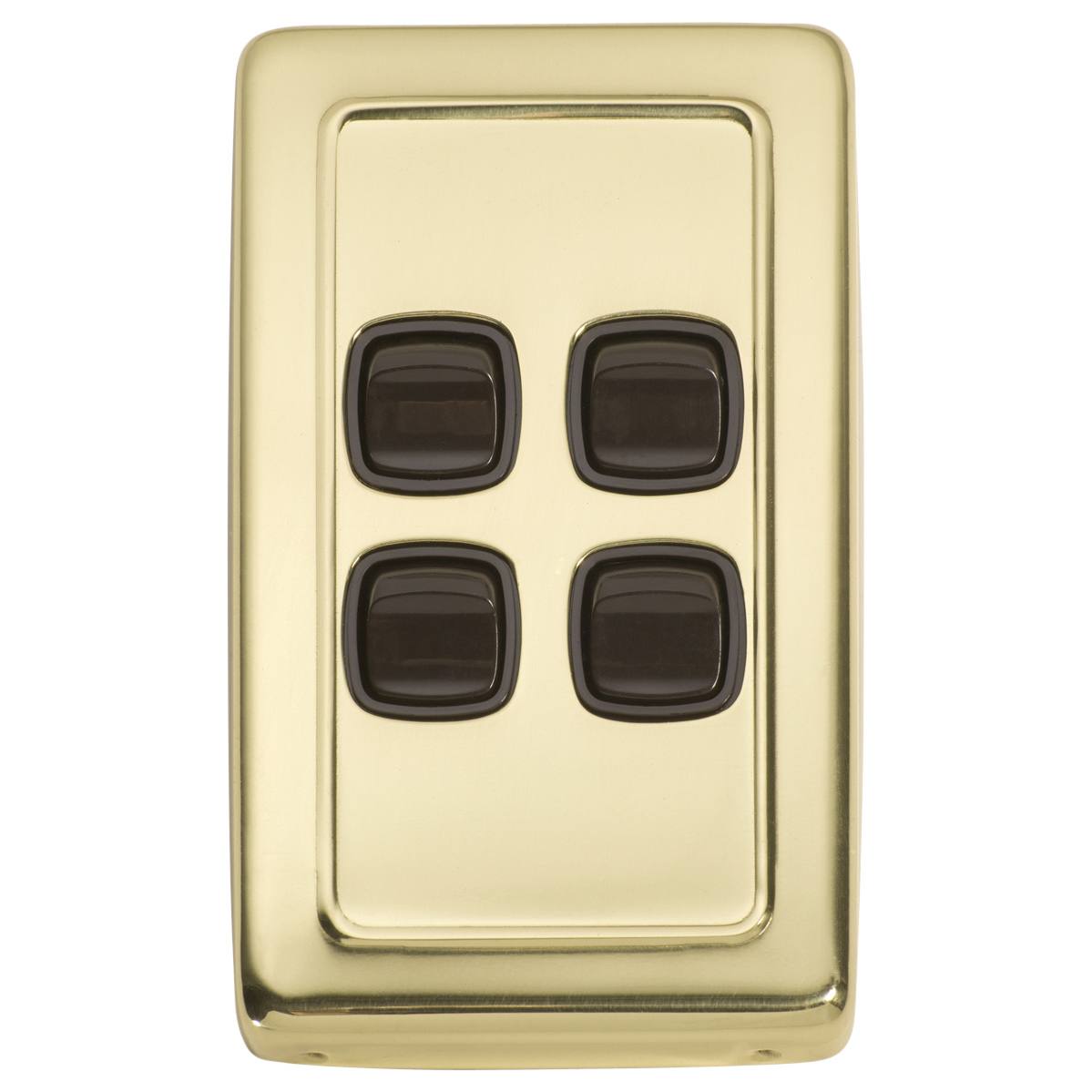 Clip On 4 Gang Switch, Polished Brass Brown