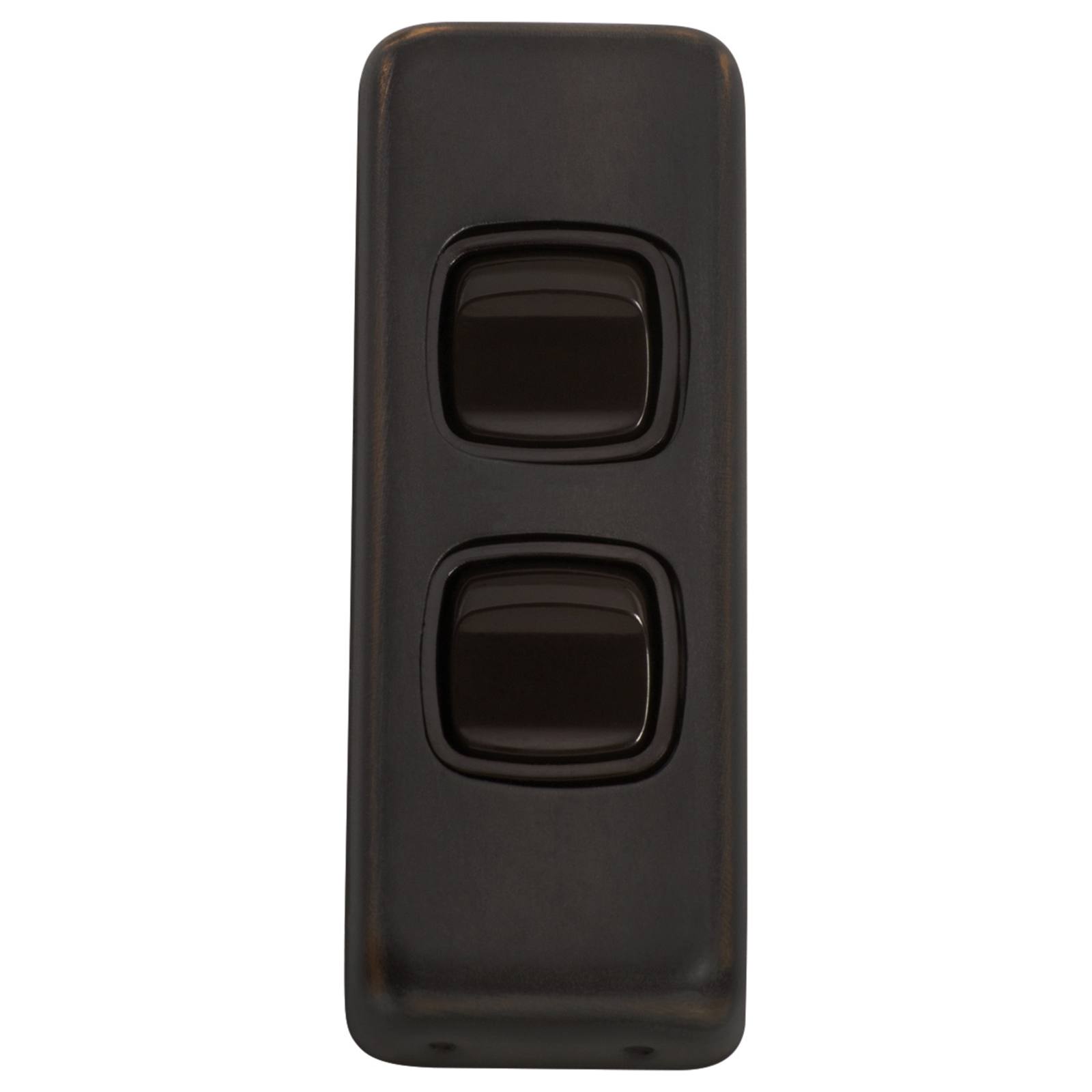 Small Clip On 2 Gang Switch, Antique Copper Brown