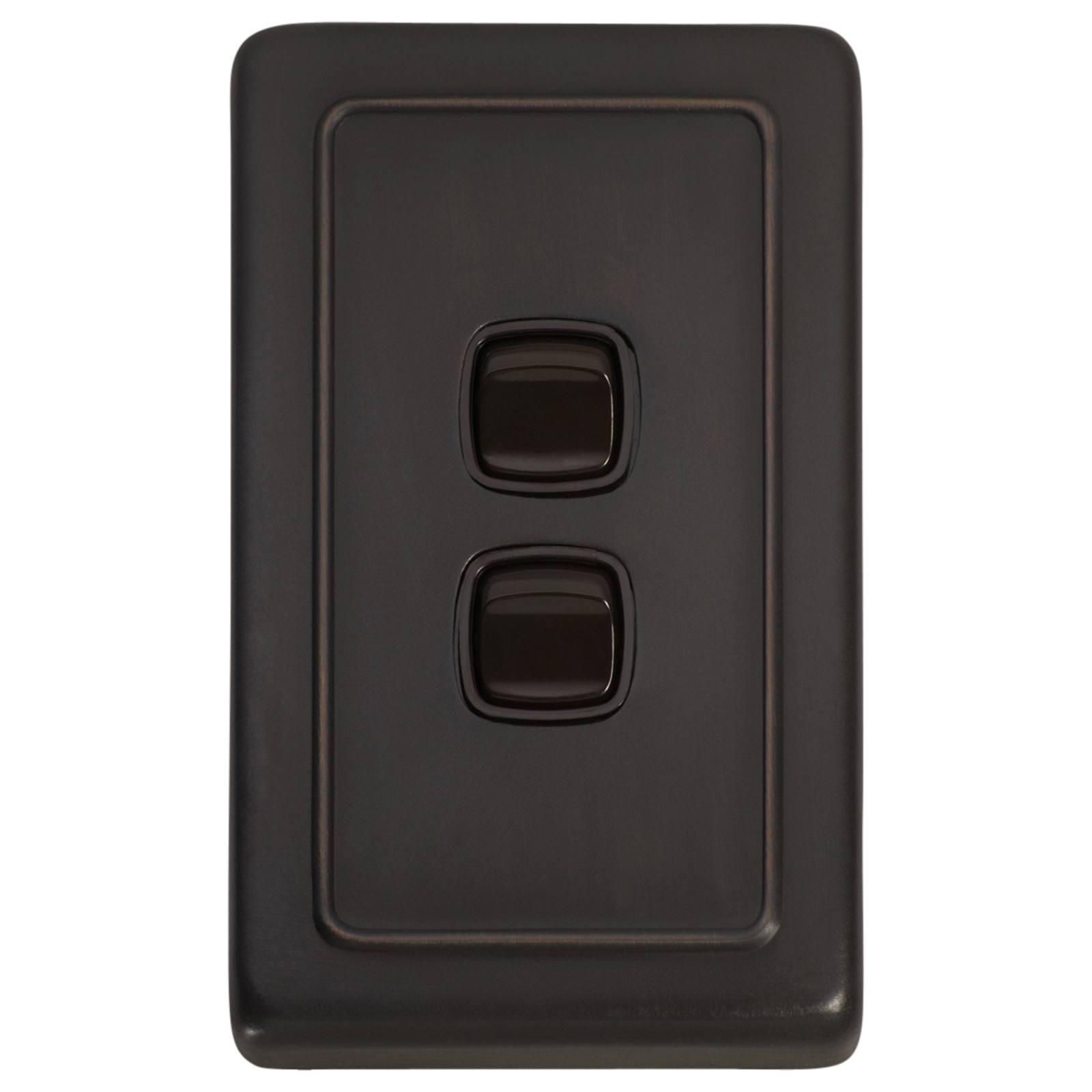 Clip On 2 Gang Switch, Antique Copper Brown