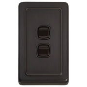 Clip On 2 Gang Switch, Antique Copper Brown