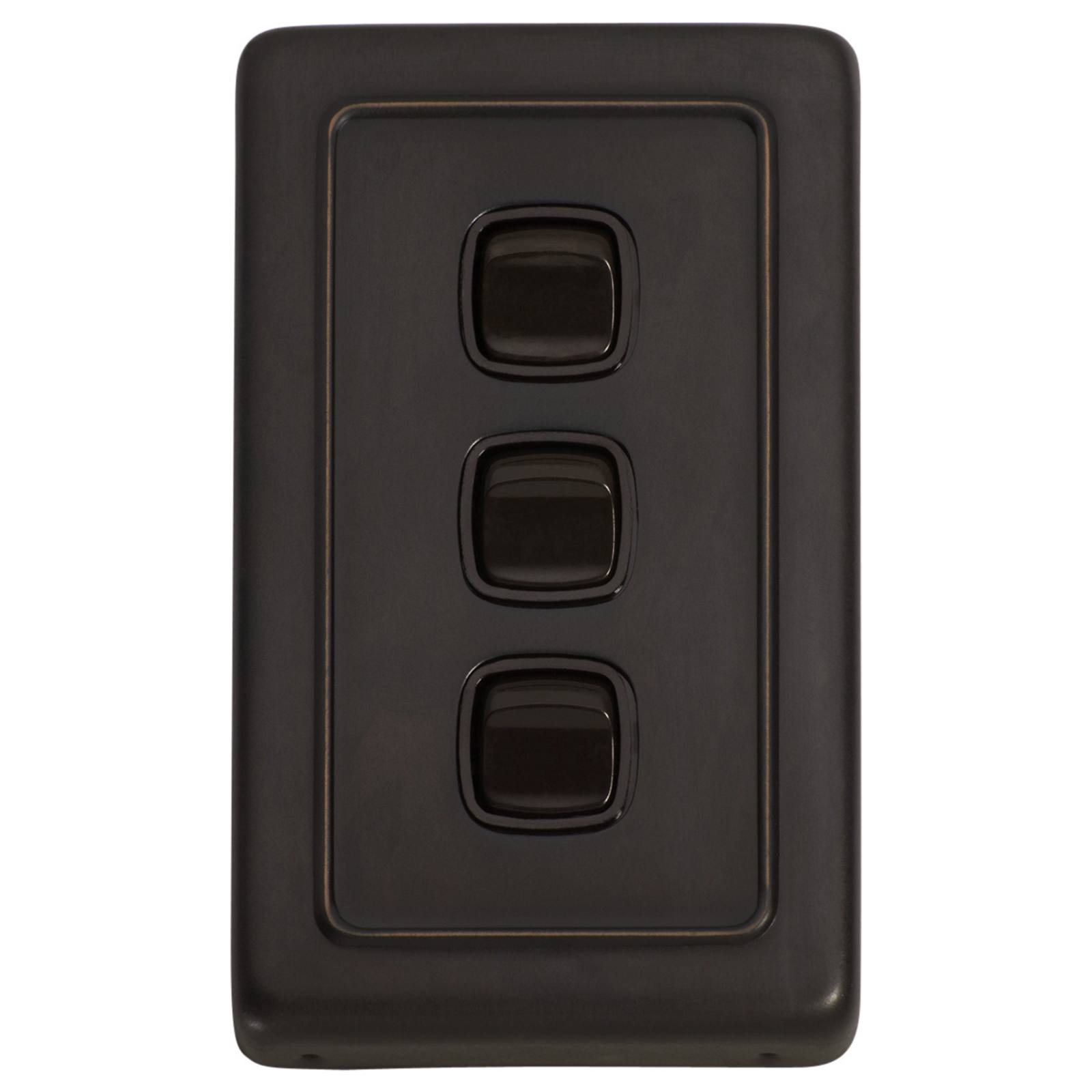 Clip On 3 Gang Switch, Antique Copper Brown