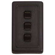 Clip On 3 Gang Switch, Antique Copper Brown