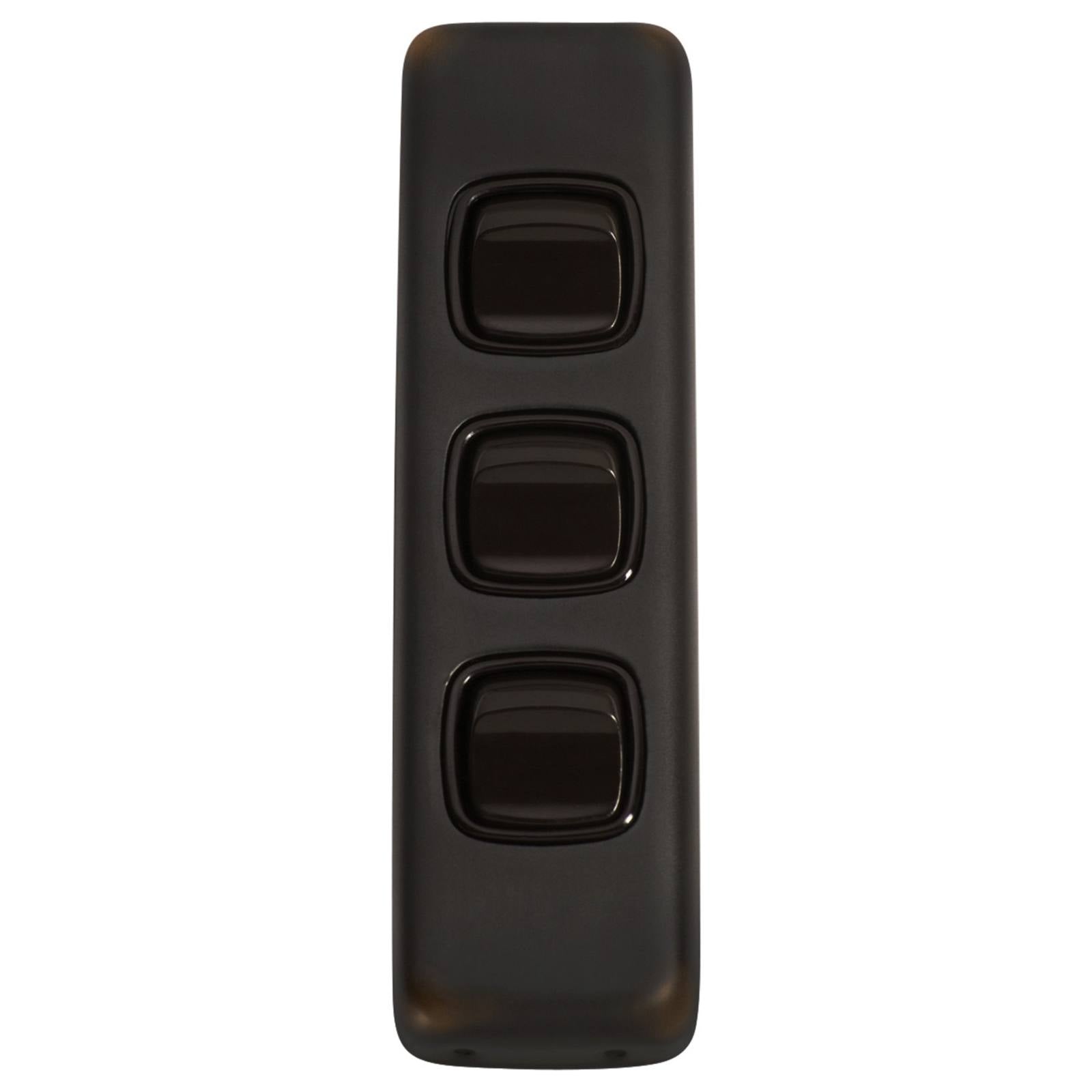 Small Clip On 3 Gang Switch, Antique Copper Brown