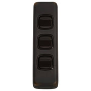 Small Clip On 3 Gang Switch, Antique Copper Brown