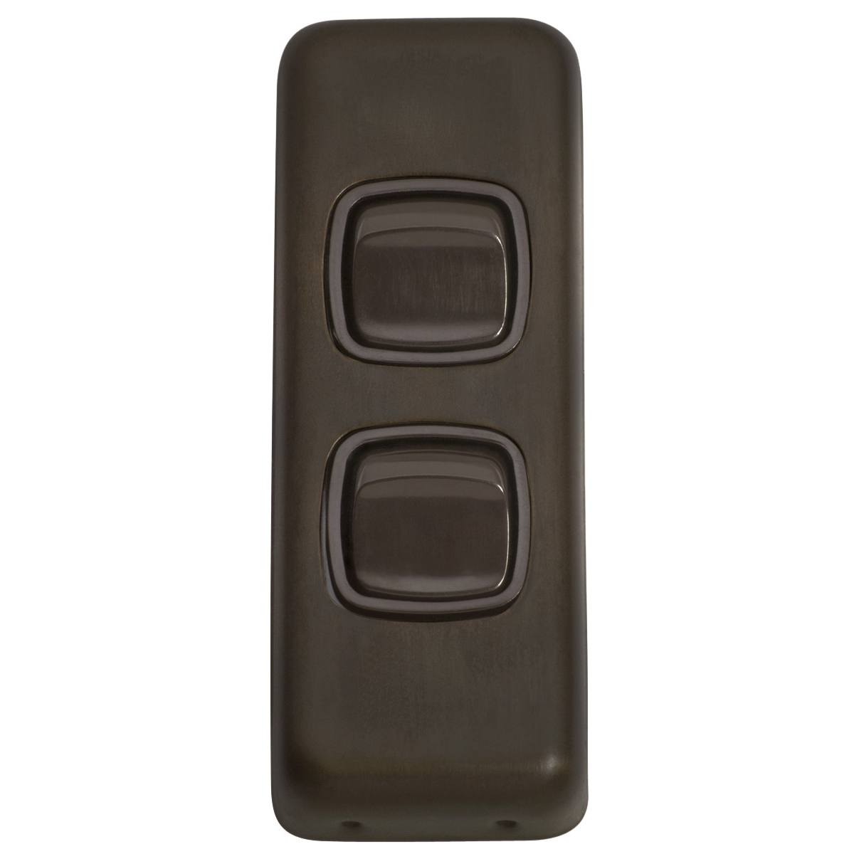 Small Clip On 2 Gang Switch, Antique Brass Brown