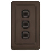 Clip On 3 Gang Switch, Antique Brass Brown