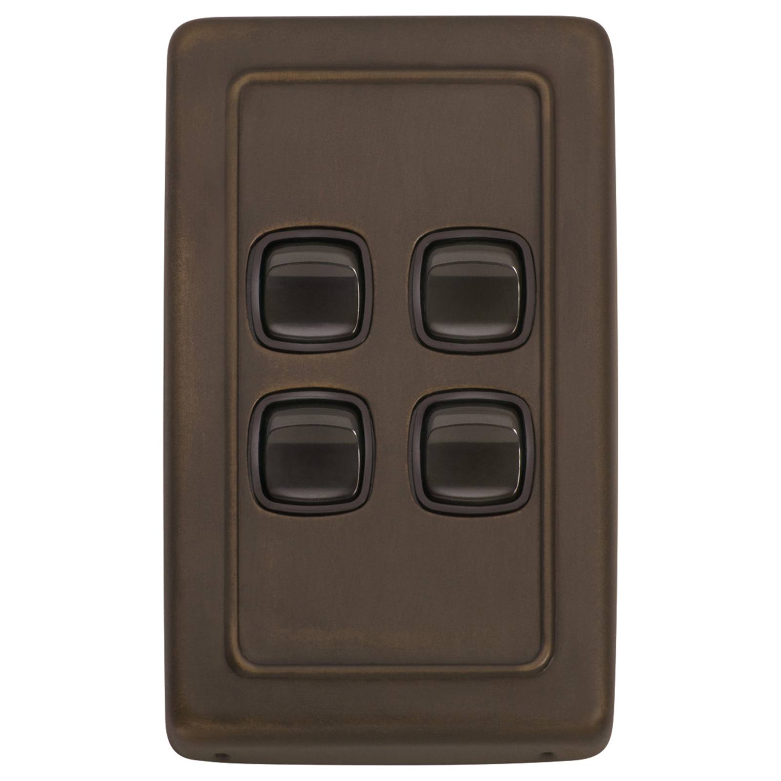 Clip On 4 Gang Switch, Antique Brass Brown