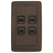 Clip On 4 Gang Switch, Antique Brass Brown