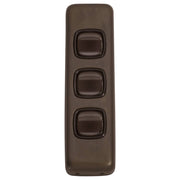 Small Clip On 3 Gang Switch, Antique Brass Brown