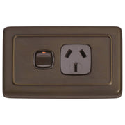 Clip On Single Power Point, Antique Bronze Brown