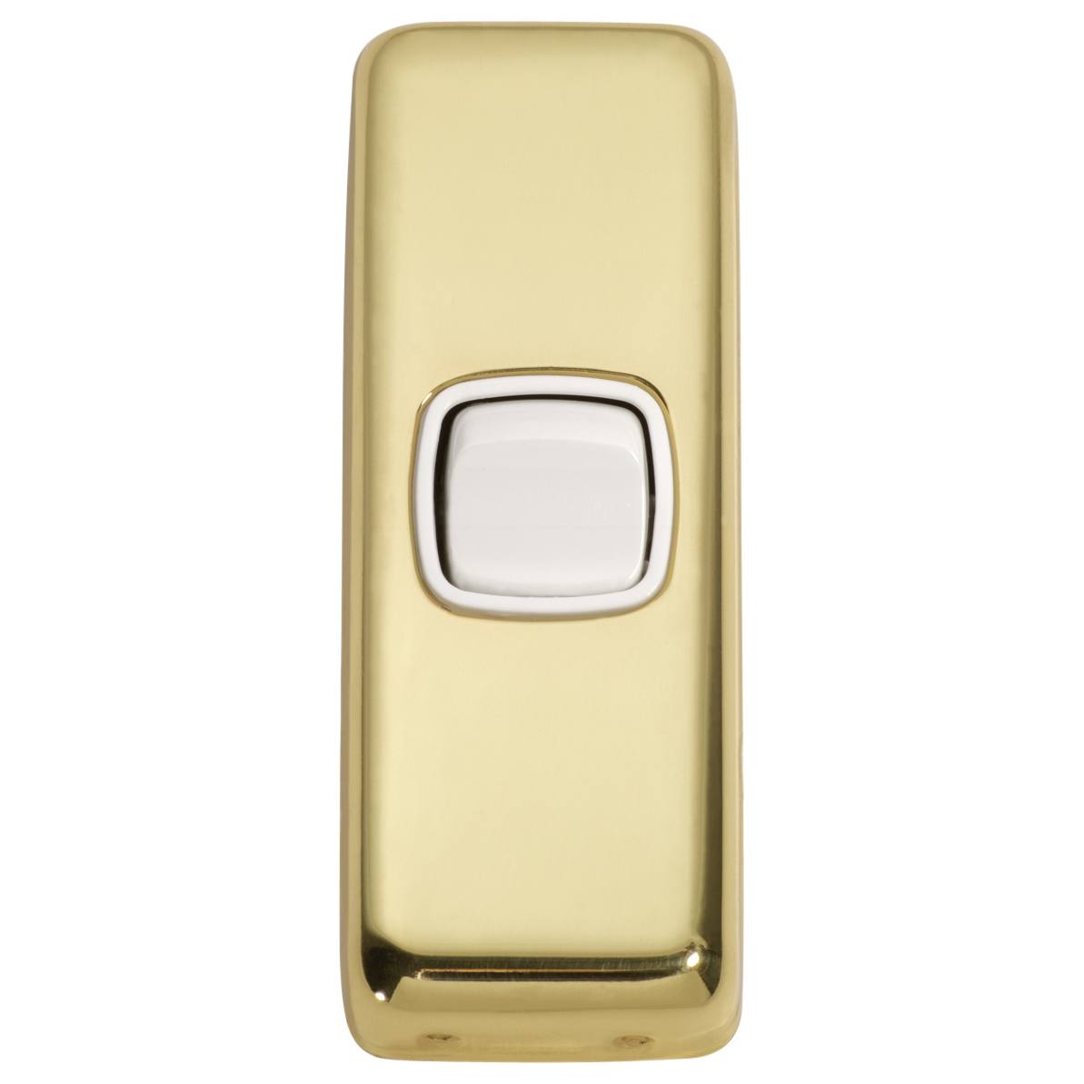 Small Clip On 1 Gang Switch, Polished Brass White