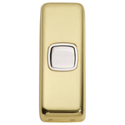 Small Clip On 1 Gang Switch, Polished Brass White