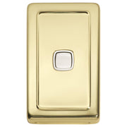Clip On 1 Gang Switch, Polished Brass White