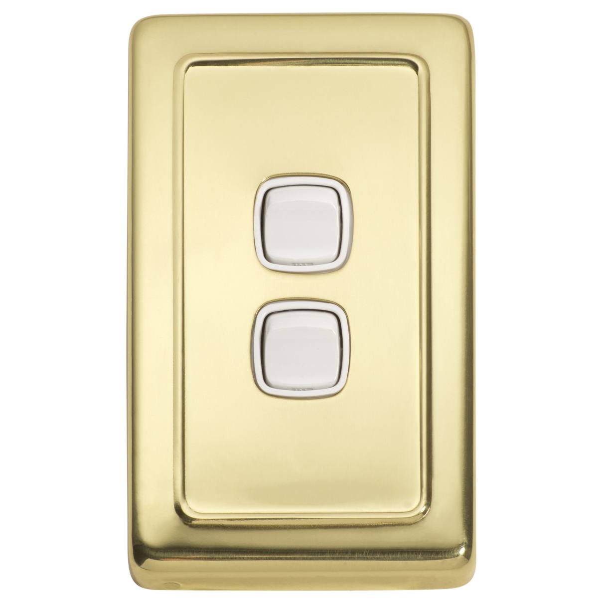 Clip On 2 Gang Switch, Polished Brass White