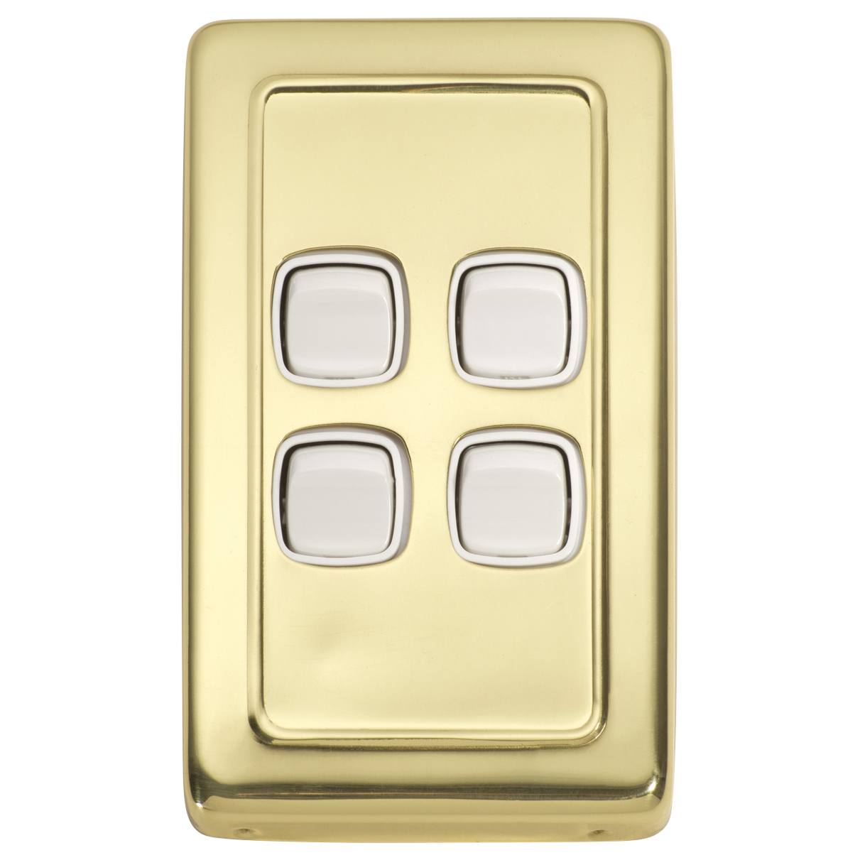 Clip On 4 Gang Switch, Polished Brass White