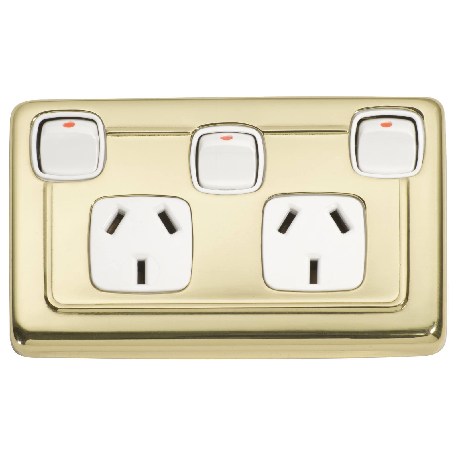 Clip On Double Power Point Switch, Polished Brass