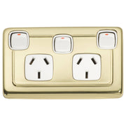 Clip On Double Power Point Switch, Polished Brass