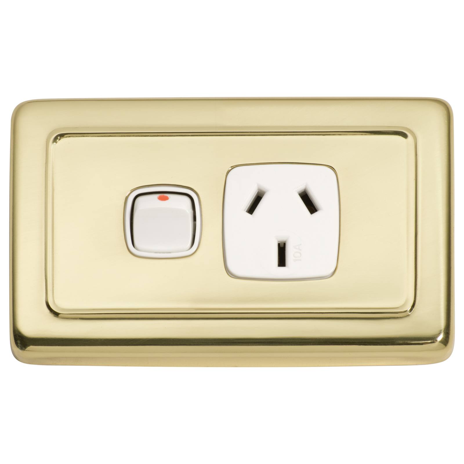 Clip On Single Power Point, Polished Brass White