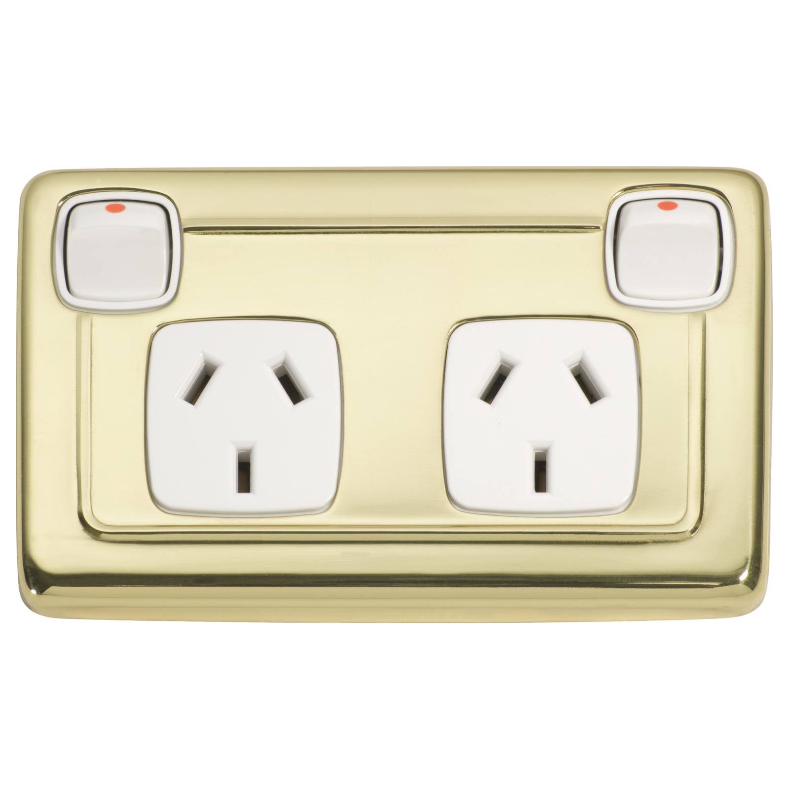 Clip On Double Power Point Polished Brass Brown