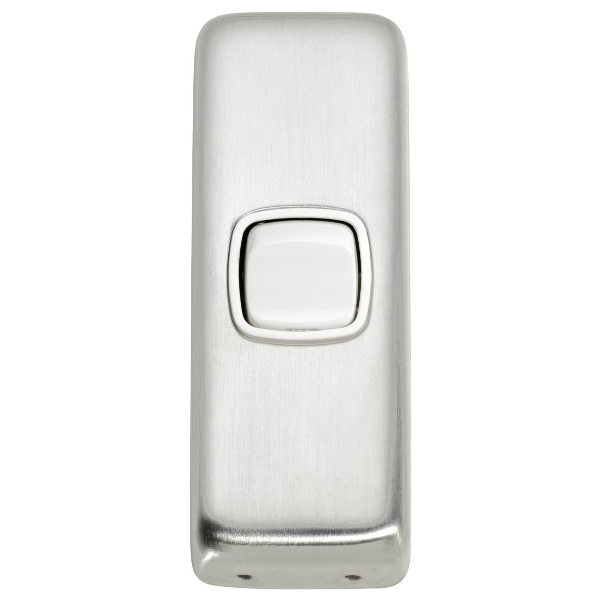 Small Clip On 1 Gang Switch, Satin Chrome White