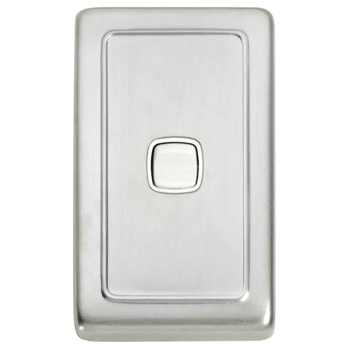 Clip On 1 Gang Switch, Satin Chrome White
