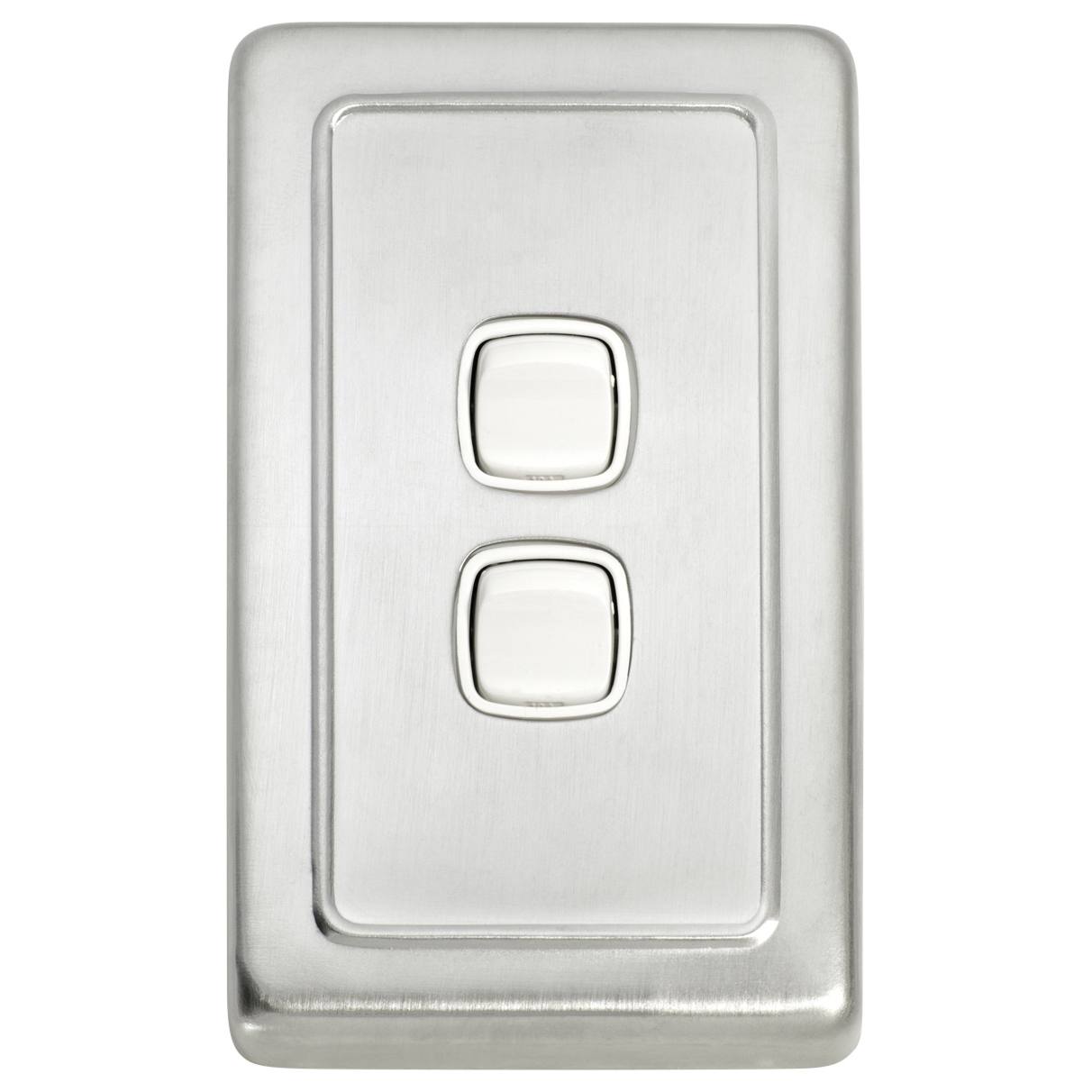 Clip On 2 Gang Switch, Satin Chrome White
