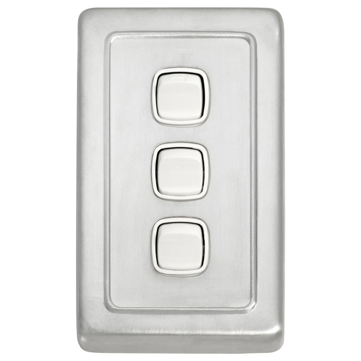 Clip On 3 Gang Switch, Satin Chrome White