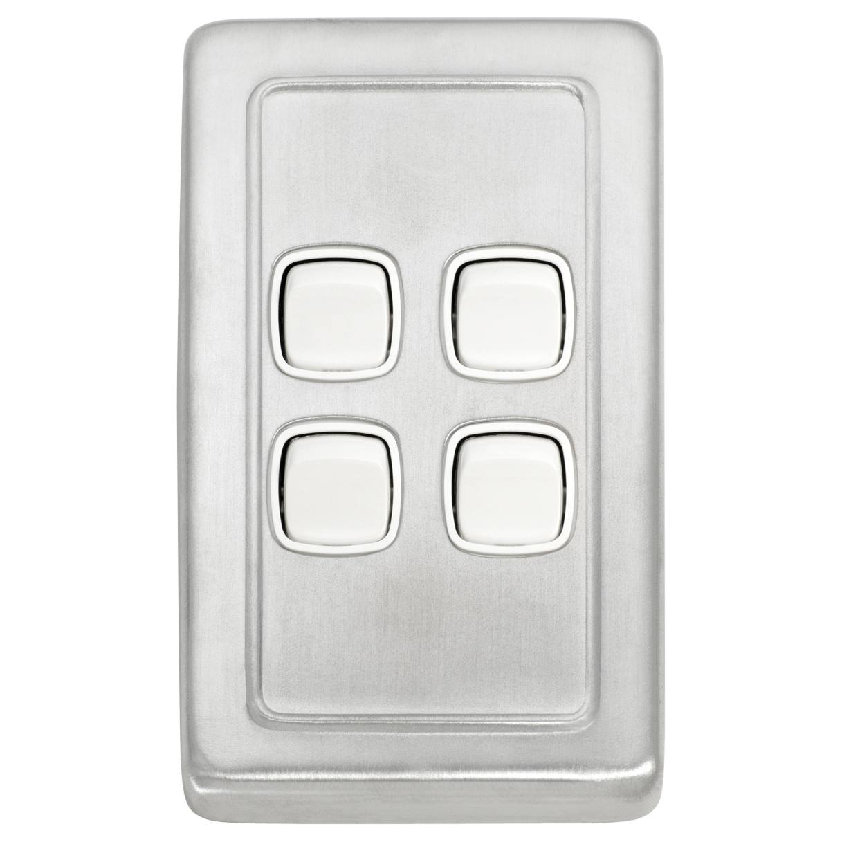 Clip On 4 Gang Switch, Satin Chrome White