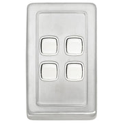 Clip On 4 Gang Switch, Satin Chrome White