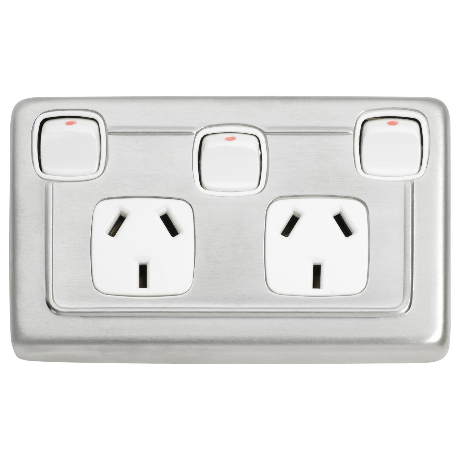 Clip On Double Power Point Switch, Satin Chrome Wh