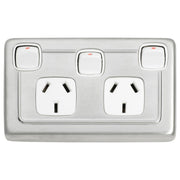 Clip On Double Power Point Switch, Satin Chrome Wh