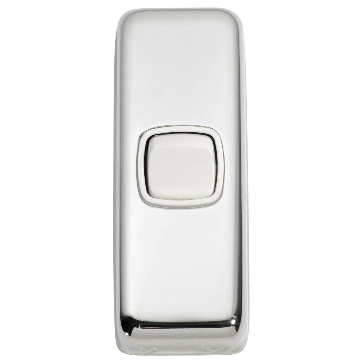 Small Clip On 1 Gang Switch, Chrome White