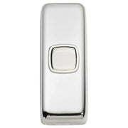 Small Clip On 1 Gang Switch, Chrome White
