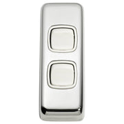 Small Clip On 2 Gang Switch, Chrome White