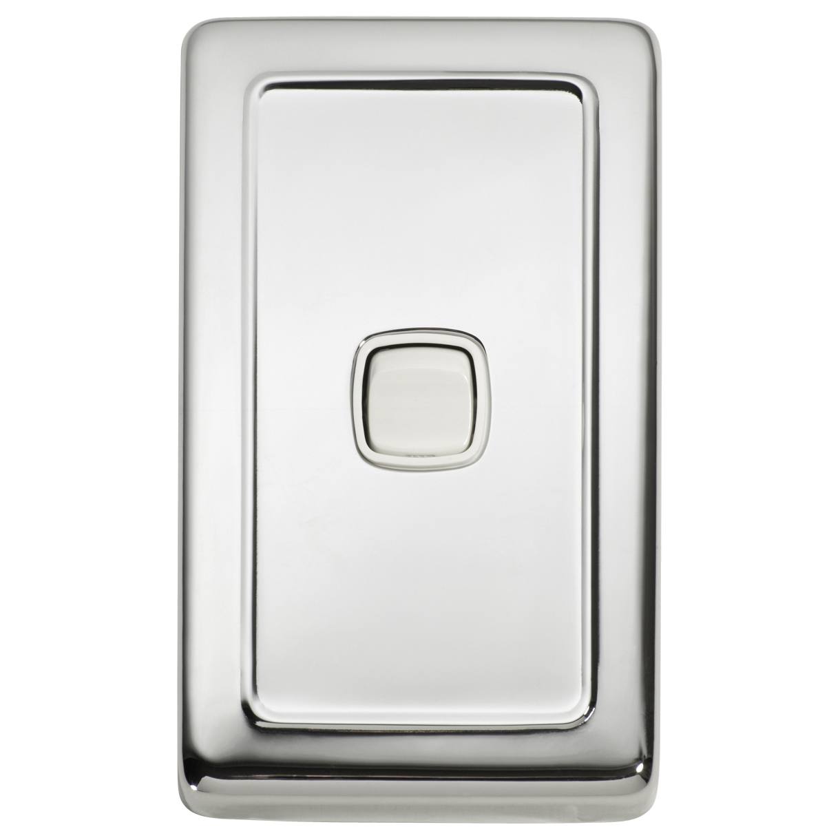 Single Rocker Wall Switch, Chrome Plated/White