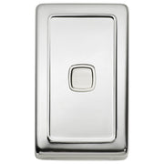 Single Rocker Wall Switch, Chrome Plated/White