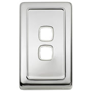 Clip On 2 Gang Switch, Chrome White