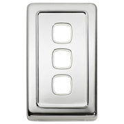 Clip On 3 Gang Switch, Chrome White