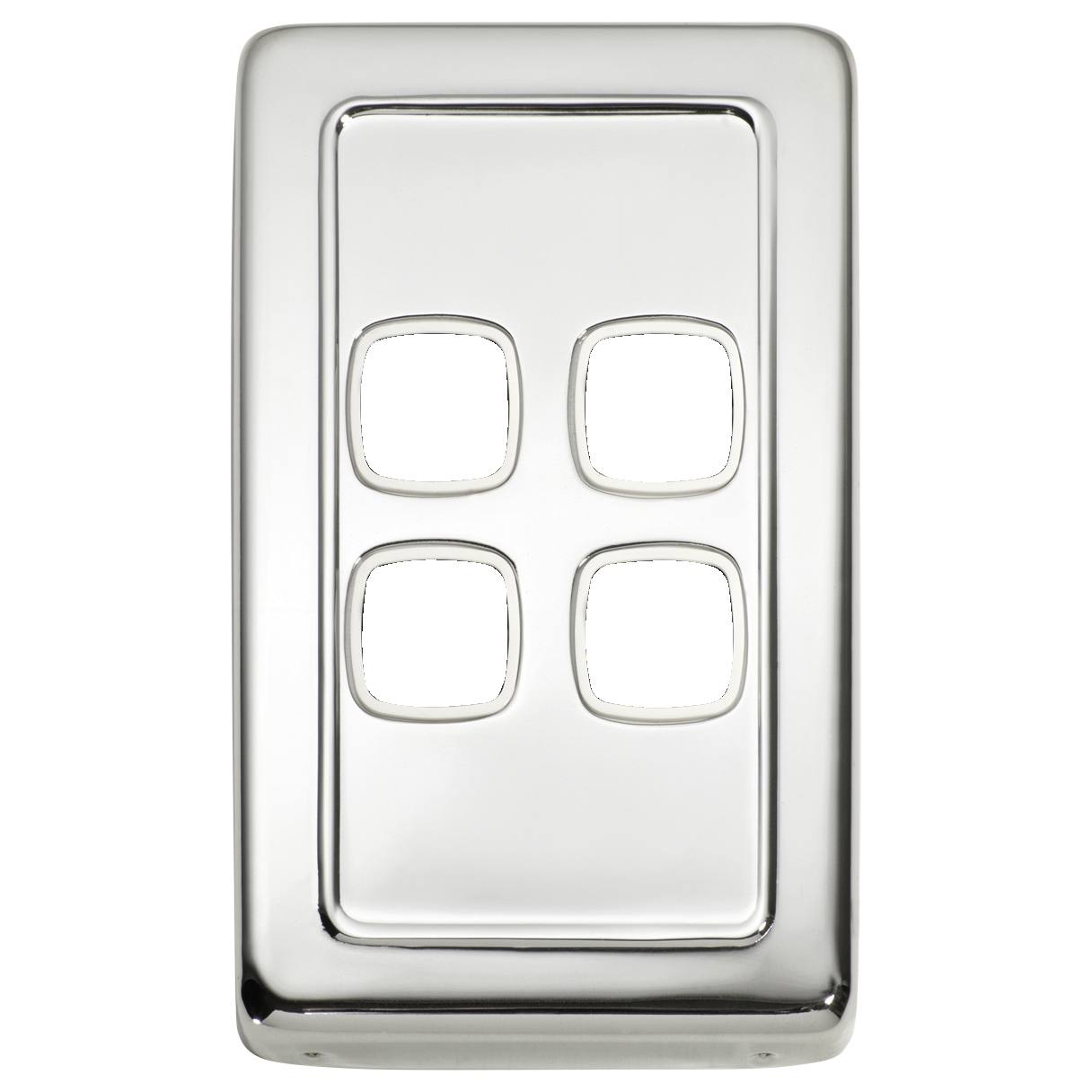 Clip On 4 Gang Switch, Chrome White
