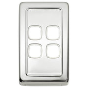 Clip On 4 Gang Switch, Chrome White