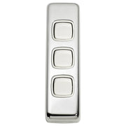 Small Clip On 3 Gang Switch, Chrome White
