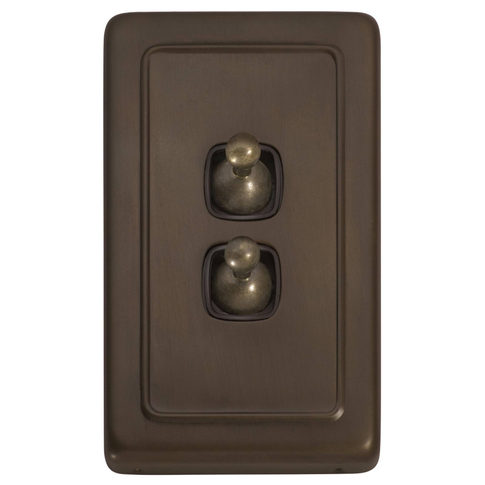 Clip On 2 Gang Toggle Switch, Antique Brass Brown