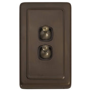 Clip On 2 Gang Toggle Switch, Antique Brass Brown