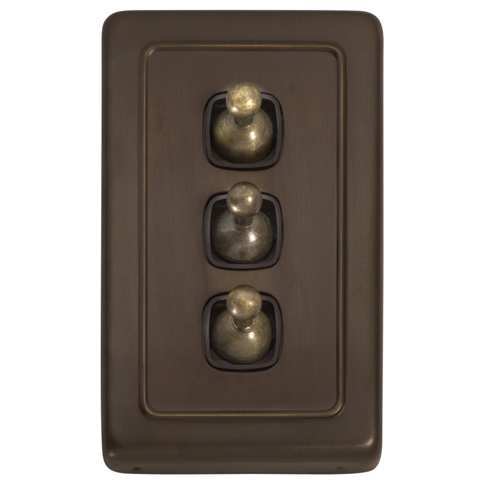 Clip On 3 Gang Toggle Switch, Antique Brass Brown