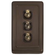 Clip On 3 Gang Toggle Switch, Antique Brass Brown