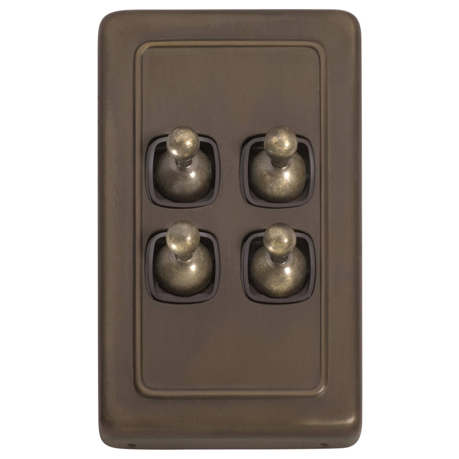 Clip On 4 Gang Toggle Switch, Antique Brass Brown