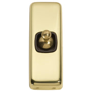 Small Clip On 1 Gang Toggle Switch, Polished Brass
