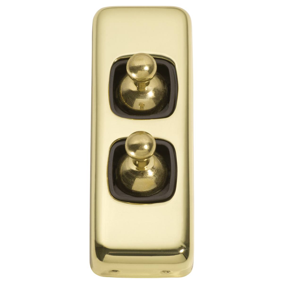 Small Clip On 2 Gang Toggle Switch, Polished Brass