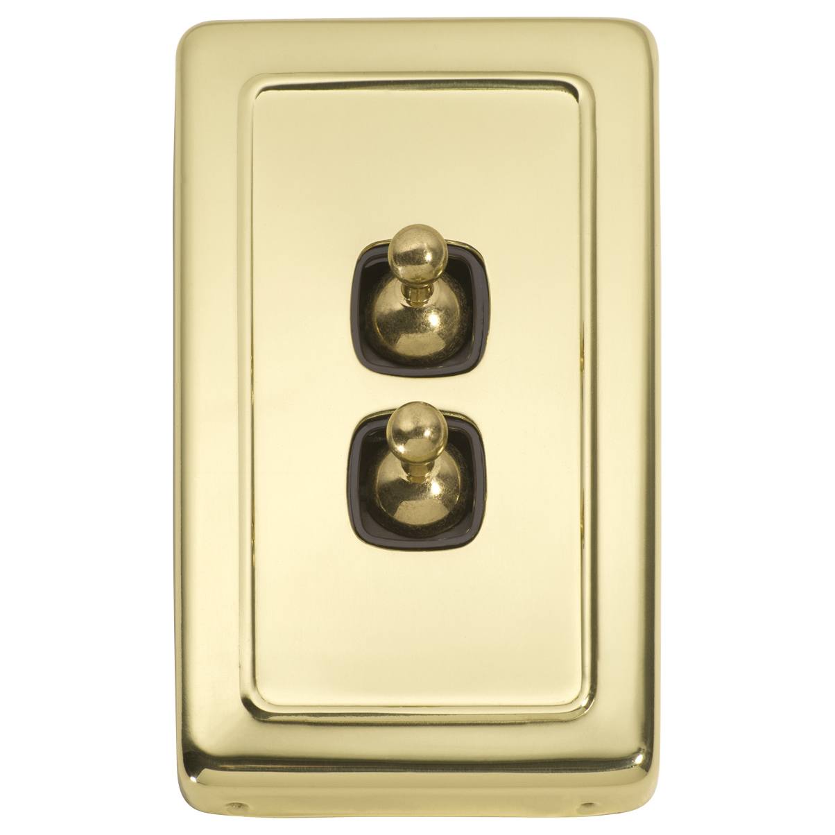 Clip On 2 Gang Toggle Switch, Polished Brass Brown