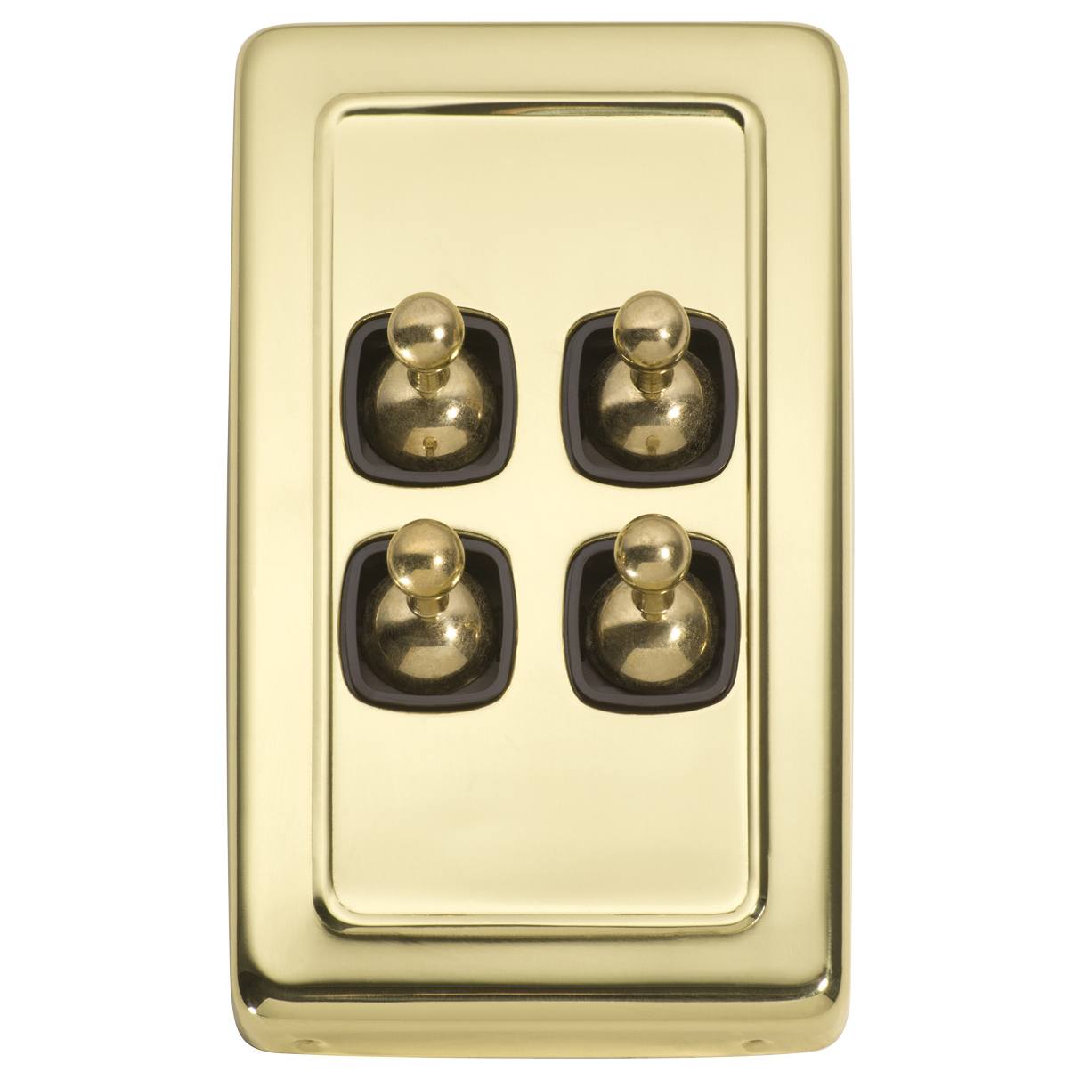 Clip On 4 Gang Toggle Switch, Polished Brass Brown